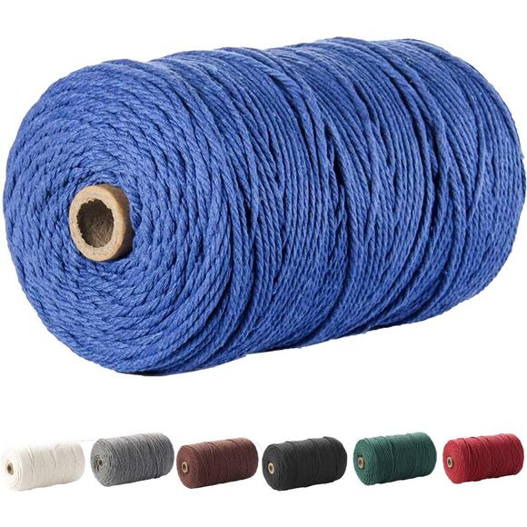 200M 3MM Natural Blue Cotton DIY Twisted Cord Macrame Rope Artisan Craft String - Picture 6 of 11